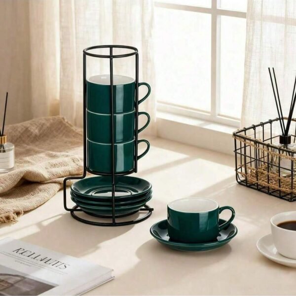 طقم فنجان قهوة وصحن سيراميك