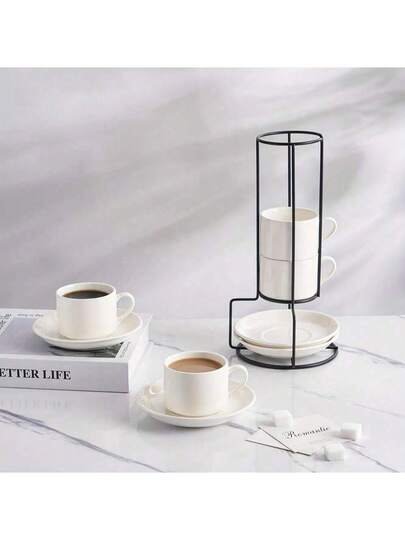 1 طقم فنجان قهوة وصحن سيراميك سعة 3 أونصة، (نسخة)